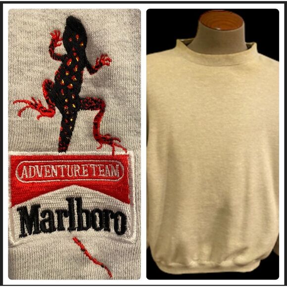 Marlboro Cigarettes Adventure Team Vintage Lizard Sweatshirt Y2K Sz. L - Picture 1 of 10